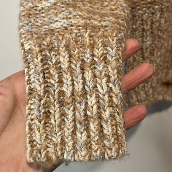 Pilcro- Anthropologie “Joyce” Neutral Striped V Neck Chunky Crop Sweater- Size S - Picture 7 of 10